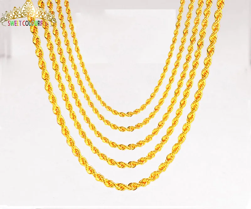Женское ожерелье из чистого золота 18 К модное и Трендовое желто-белое Розовое женское ожерелье унисекс женская цепочка