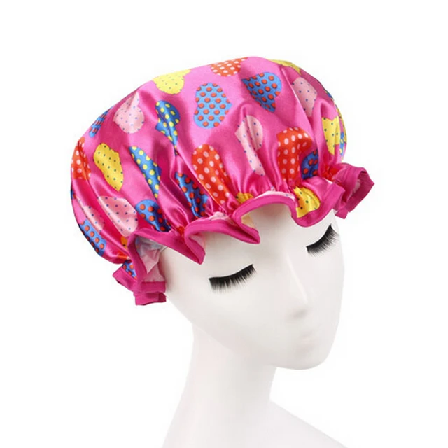 Women Waterproof Shower Cap Lovely Printing Elastic Shower Caps for Ladies Girl Hat Hair Bath