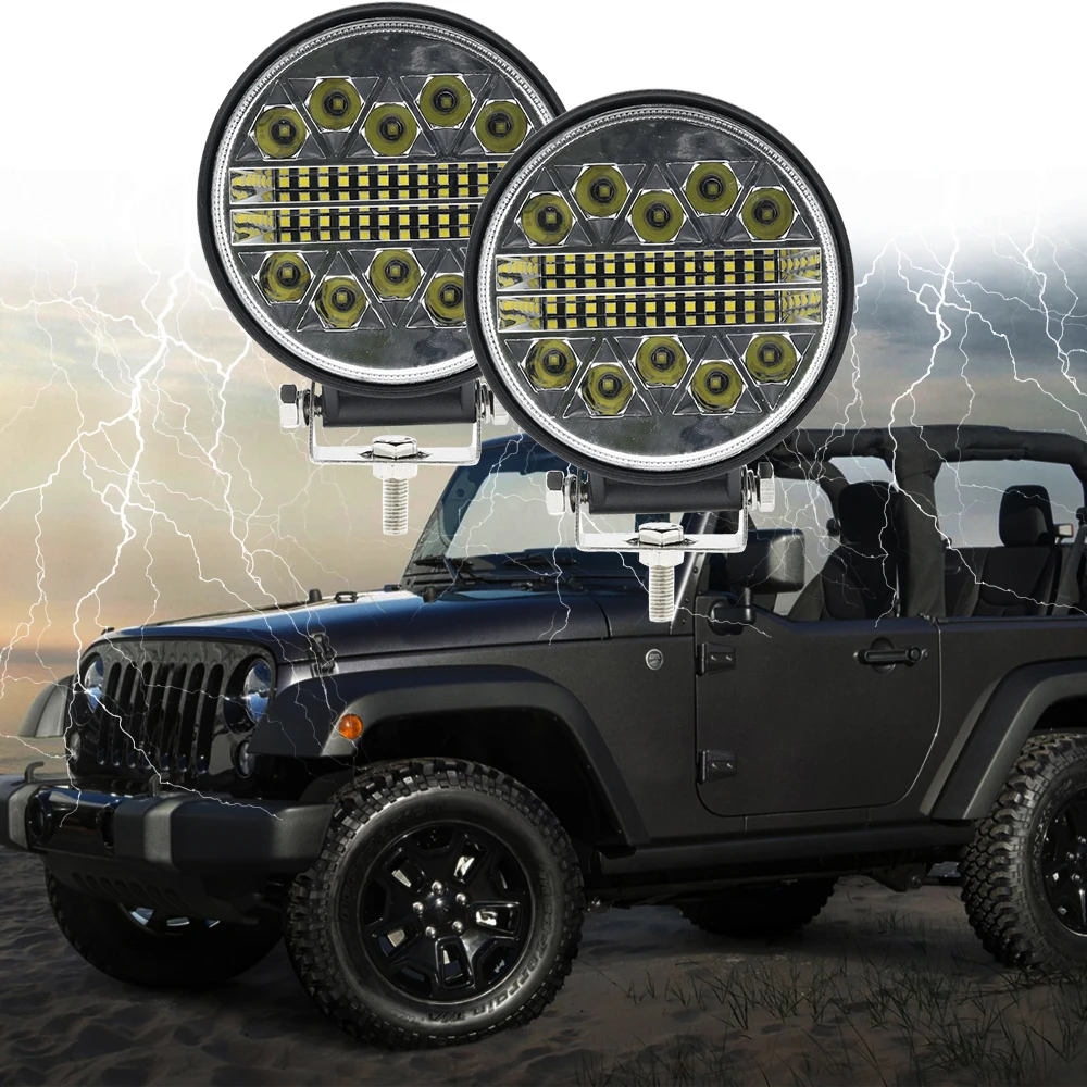 Round LED Work Light Bar 62W Flood Spot Combo Beam 12V 24V for Off Road 4WD ATV UTV UAZ UTE Motorbike Boat (21)