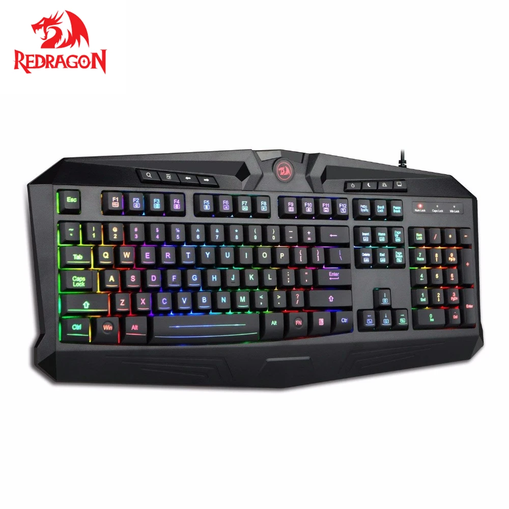 Redragon K503 игровая клавиатура RGB светодиодный подсветка с 12 выделенными мультимедийными клавишами всего 112 тихие клавиши полноразмерная клавиатура