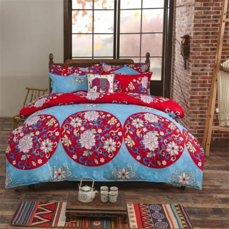 

2018 Luxury Traditional Chinese Style Cheap Price 3/4PCS Double Bed Bedding Red Color Endless Duvet Cover Set Queen Bed Sheet