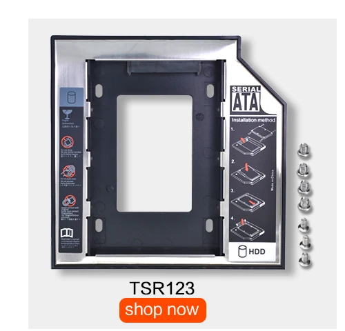 TISHRIC Лидер продаж для Тетрадь компакт-дисков DVD привод ODD 2nd HDD Caddy 9,5 мм SATA с Светодиодный индикатор для 2,5 SSD чехол Корпус для жесткого диска Optibay