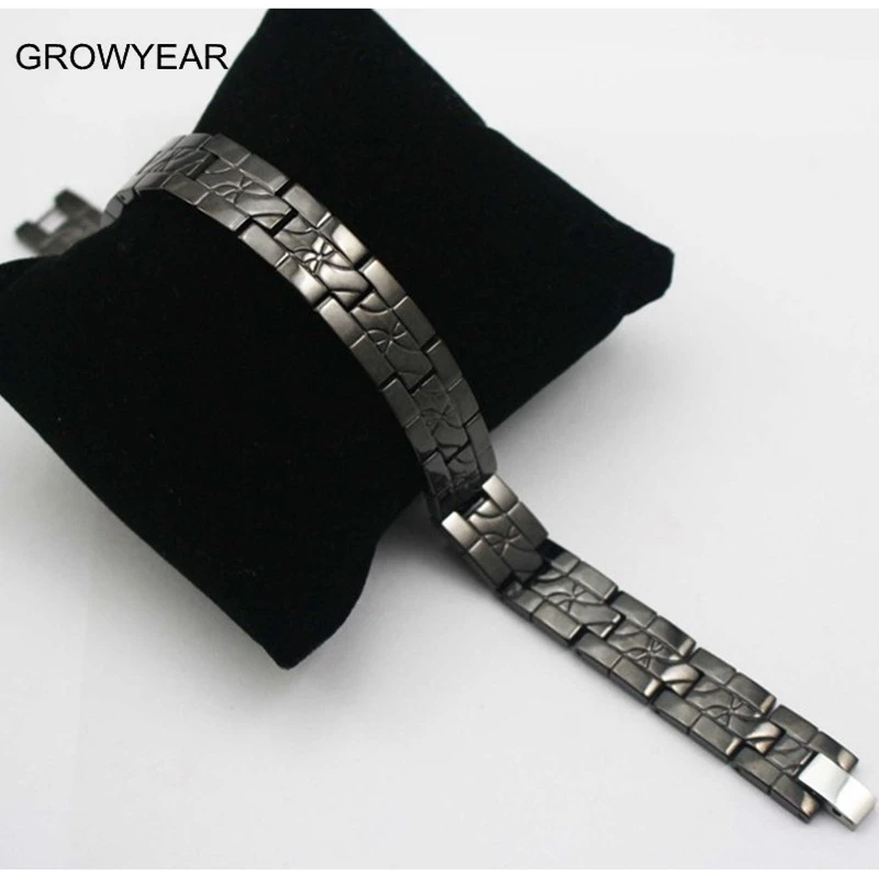 Link Chain Black Bangle Men Steel Sporty Energy Health