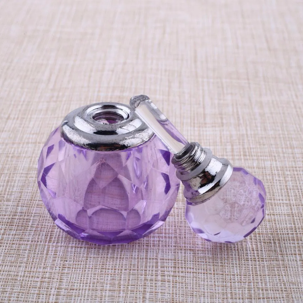 Retro Vintage Mini Empty Bottles Crystal Purple Lavender Cut Perfume