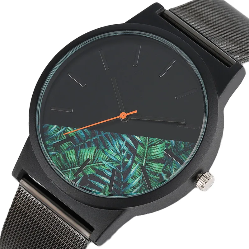 Pilot Tropical Jungle Design Quartz Women Watches Outdoor Mesh Steel