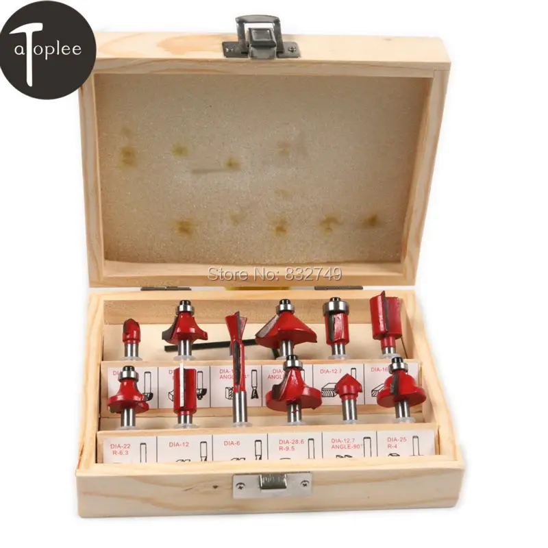 Atoplee 12 PCS / Box 1/4" inch Router Bit Set for Woodworking Chipper