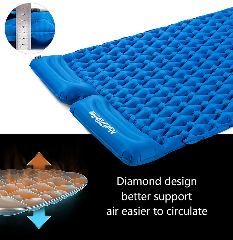 Naturehike ao ar Mat com Pillow Livre Camping Portátil Ultra leve Colchão Inflável Tapete Almofada Dupla Dormir Pad Moisture proof 10 Cheap Esteira de acampamento