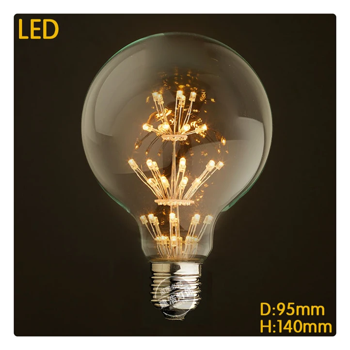Sample New G95 star LED 3W Christmas decorative bulb E27 edison110 240V Filament Bulb Edison