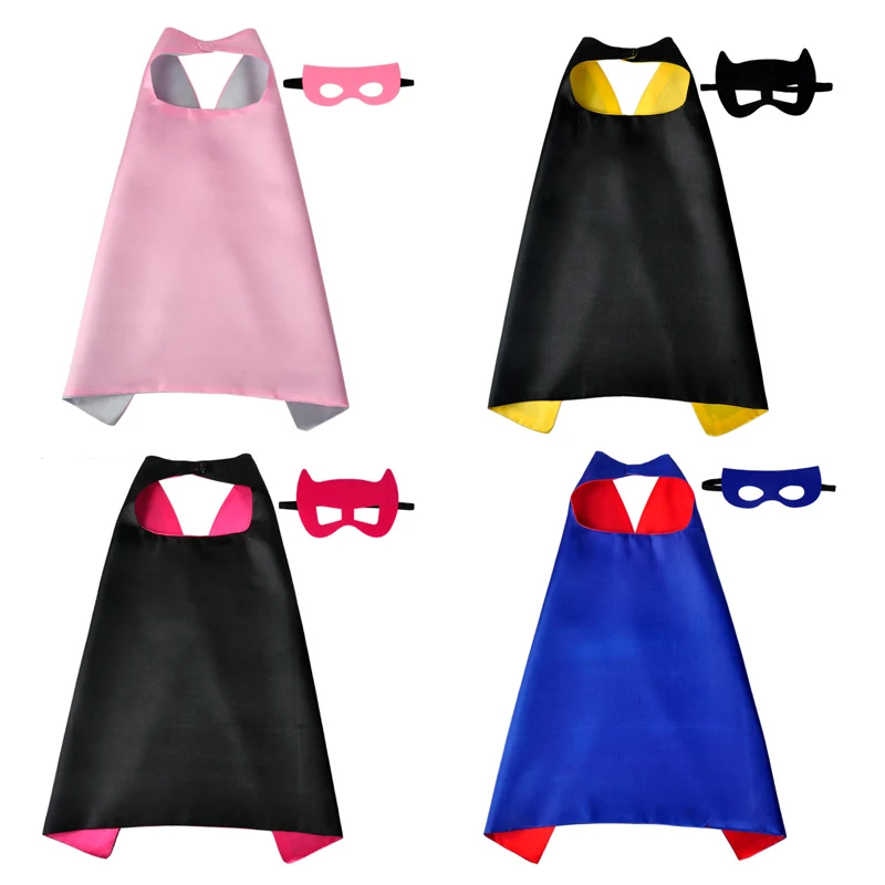 

1Set 1Cape+1Mask Child Costumes Suits for Kids Gift Party Solid Painting Clothes Sets Boys Kids Drawing Superhero Capes Mask Set