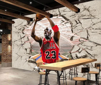 

Bacaz 3d Vintage Basketball wallpaper for Restaurant Bar Coffee Michael sports Jordan mural Wall paper Stickers Decor
