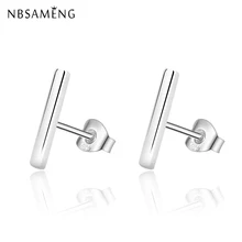 NBSAMENG Оригинальные 925 пробы серебряные модные крошечные серьги-гвоздики 10*1 мм для женщин и девушек, ювелирные изделия, подарок для предотвращения аллергии