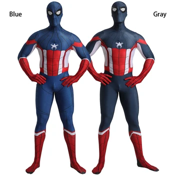 

Marvel Superhero Spider-Man Captain America Spiderman Cosplay Costumes 3D Print Zentai Party Jumpsuits Halloween Bodysuit Suit