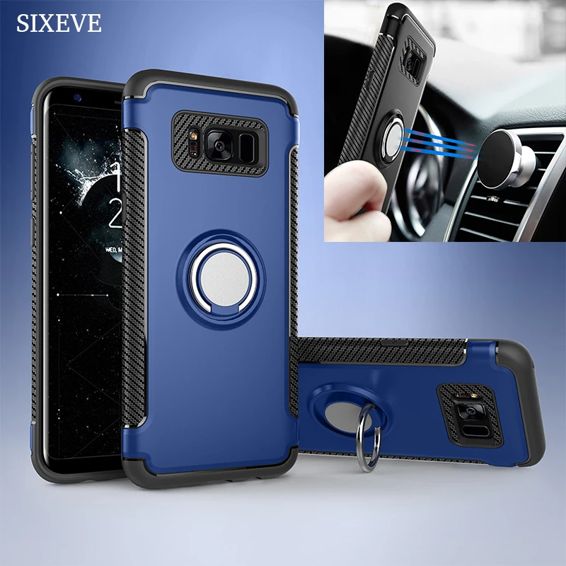 SIXEVE Магнитный чехол с кольцом на палец для Samsung Galaxy S7 Edge S8 S9 Plus J2 J3 J5 J7 2016 2017 Prime