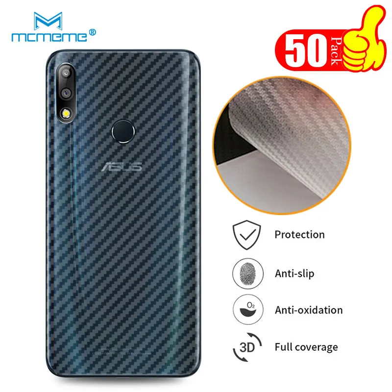 50 шт. для Asus Zenfone Max Pro M2 ZB631KL 3D углеродного волокна защитная пленка на заднюю часть Для Zenfone 631kl задняя Экран пленка Стикеры