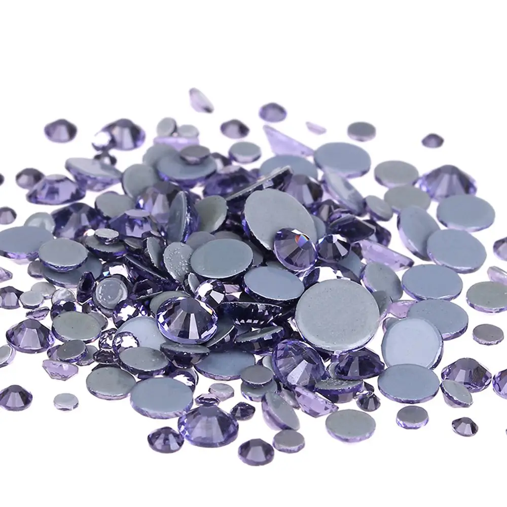 

TANZANITE Color Hotfix Strass Rhinestones Flatback Glue Backing Iron On Glass Stones Appliques For Fabric Garments Supplies