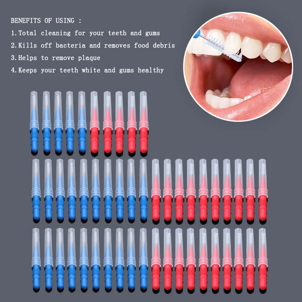 2.5mm 3.0mm Interdental Brush Cleaners 50 Pcs Toothpick Flossing Head Oral Dental Care Teeth Brush Kit (8)