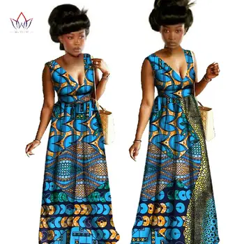 

Summer Dress Maxi Dress African Dresses for Women Deep V Dresses Women Strapless Vestidos Elegant Printed Clothing Unique WY366