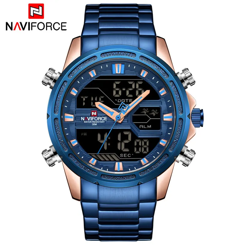 NAVIFORCE Роскошные Брендовые мужские спортивные часы мужские кварцевые светодиодный цифровые часы мужские военные наручные часы Relogio Masculino