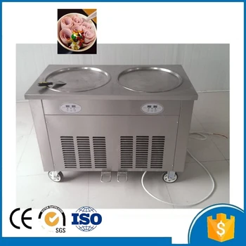 

free shipping hot sale high quality double round pan fried ice cream roller fry ice cream machine for sale