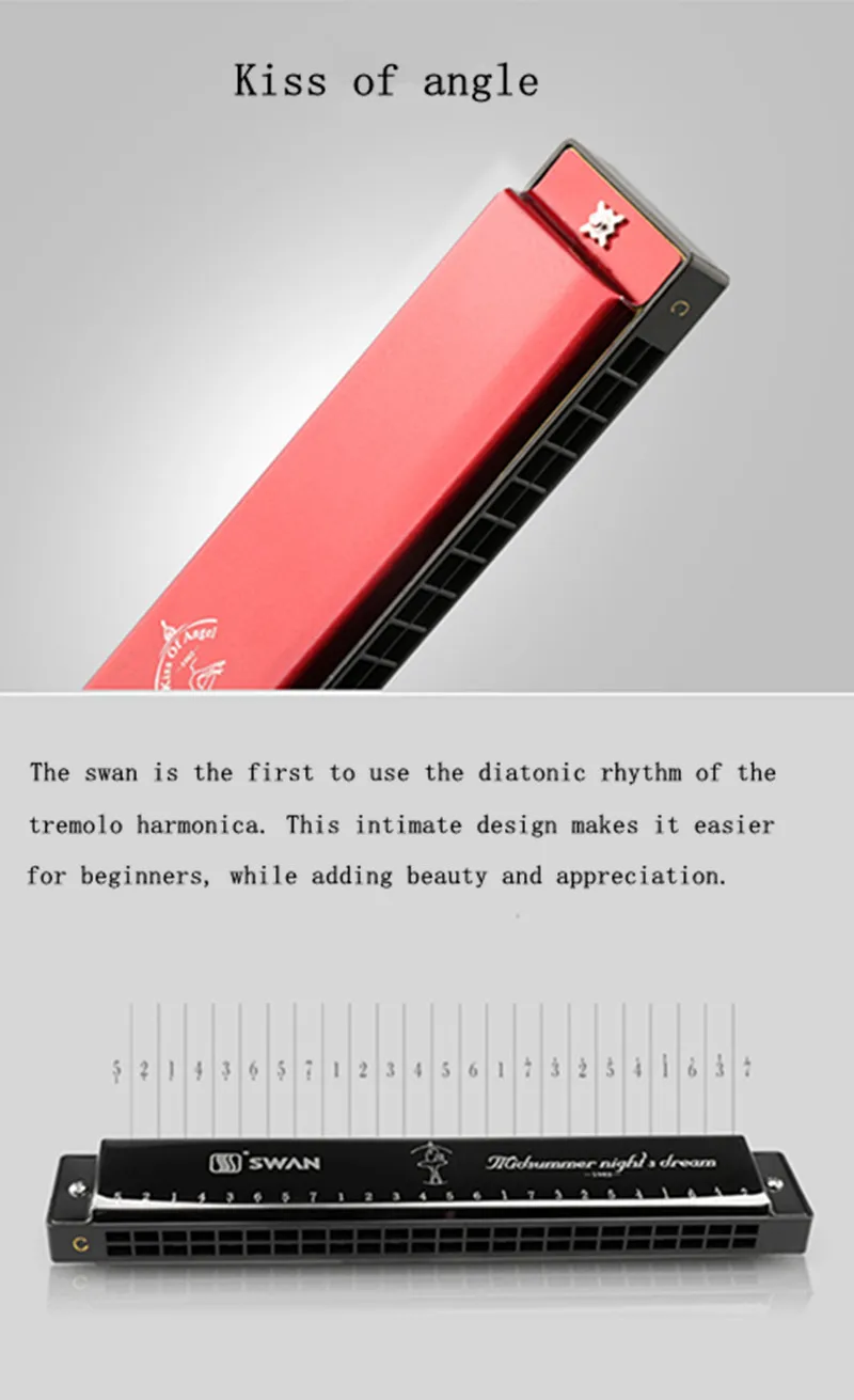 Производительность Лебедь диатонический Губная гармошка звук 24 Отверстия TREMOLO Master Губная гармошка рот S3 музыкальный деревянные духовые инструменты