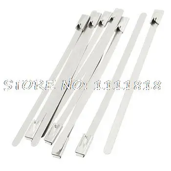 

10 Pcs Locking 150mm Long 4.6mm Wide Stainless Steel PVC Sprayed Cable Ties