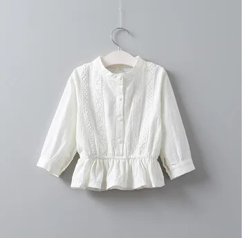 Y30993628 осенняя одежда для маленьких девочек, блузка для девочек, топы с длинными рукавами и воротником «Питер Пэн», Детские рубашки для девочек, одежда