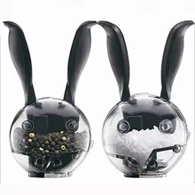 Мини ручная дробилка для черного перца, Многофункциональная Пластиковая дробилка для специй, шаровая форма, черные кроличьи уши, дизайнерские кухонные инструменты