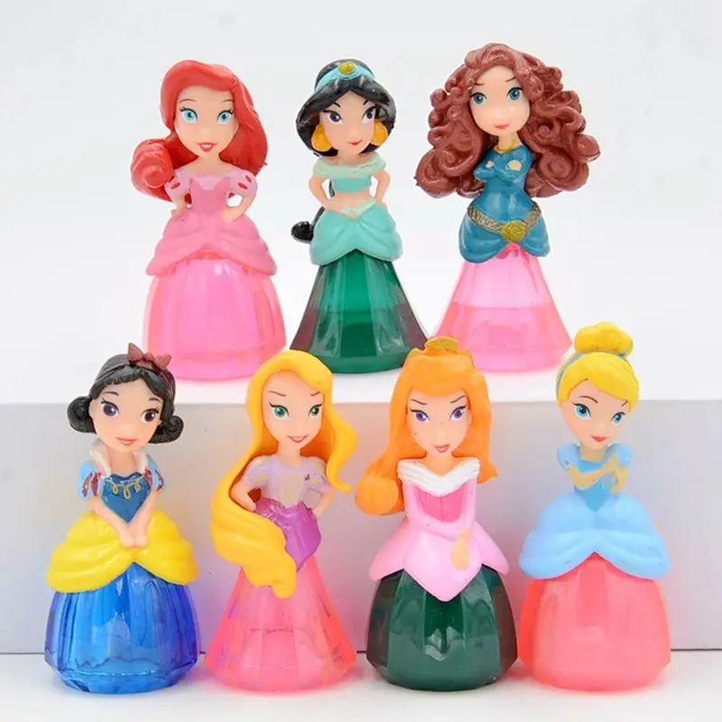 Disney Princess Toys 7Pcs/Set 7cm Princess Mermaid Cinderella Snow