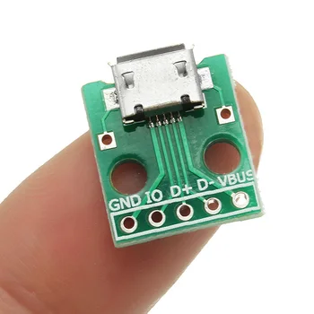 

Micro USB To Dip Female Socket B Type Microphone 5P Patch To Dip 2.54mm Pin With Soldering Adapter Board