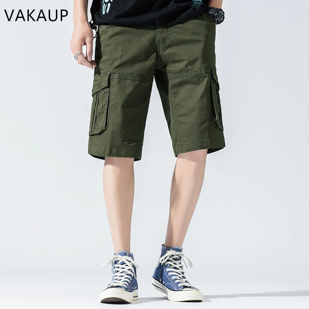 

2019 New Men Shorts Cotton Casual Summer Solid Color Multi Pocket Cargo Shorts Military Overall Outdoor High Quality Shorts Men