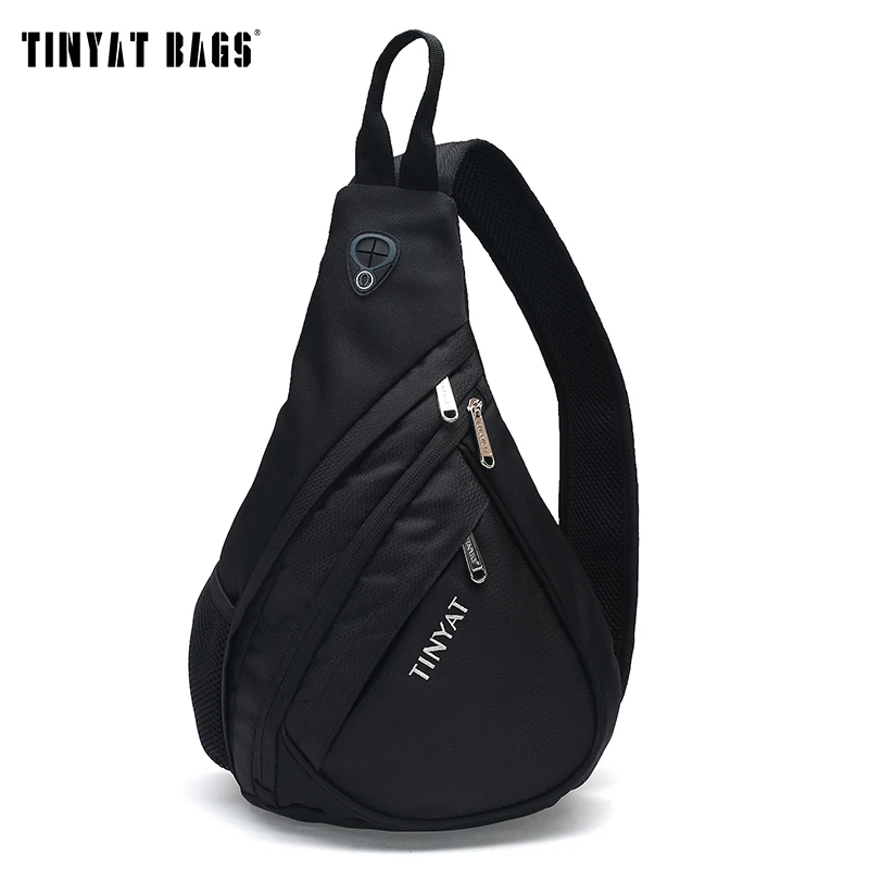 TINYAT الرجال حقيبة الرجال الكتف حقيبة رافعة حزمة USB للماء رسول Crossbody حقيبة سفر سوداء النساء حقيبة صدر للرجال ل ipad T509