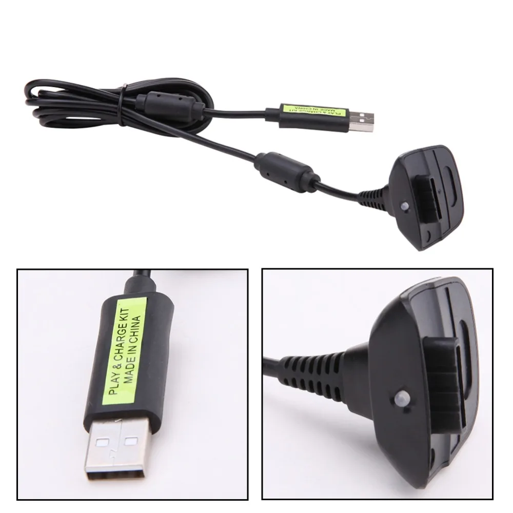 

1 Pcs Black USB Play Charging Cable Charger For Xbox 360 Wireless Game Controller