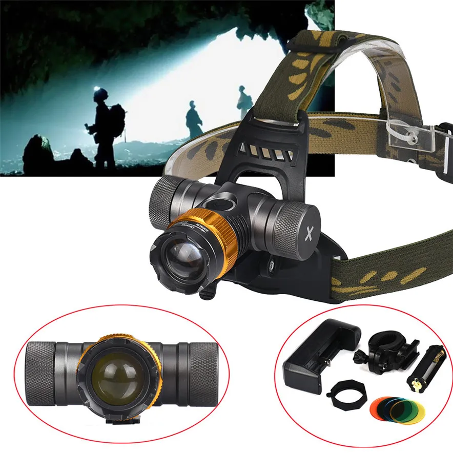 

CARPRIE outdoor Headlamps XM-L T6 LED Headlight Zoomable Flashlight Head Lamp Light 18650 Battery L7118 fishing DROP SHIP