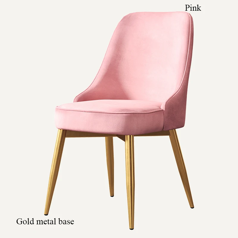 Минималистичный современный стул с высоким отскоком, мебель, стул для ресторана, современный полиуретановый китайский железный стул, деревянный кухонный обеденный стул - Цвет: Gold base Pink