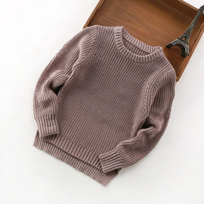 Classic Solid Boys Pullover Cotton Knitted Kids Sweater For Boys Long Sleeve O-Neck Fall Pullover Fashion Design Baby Sweater (5)