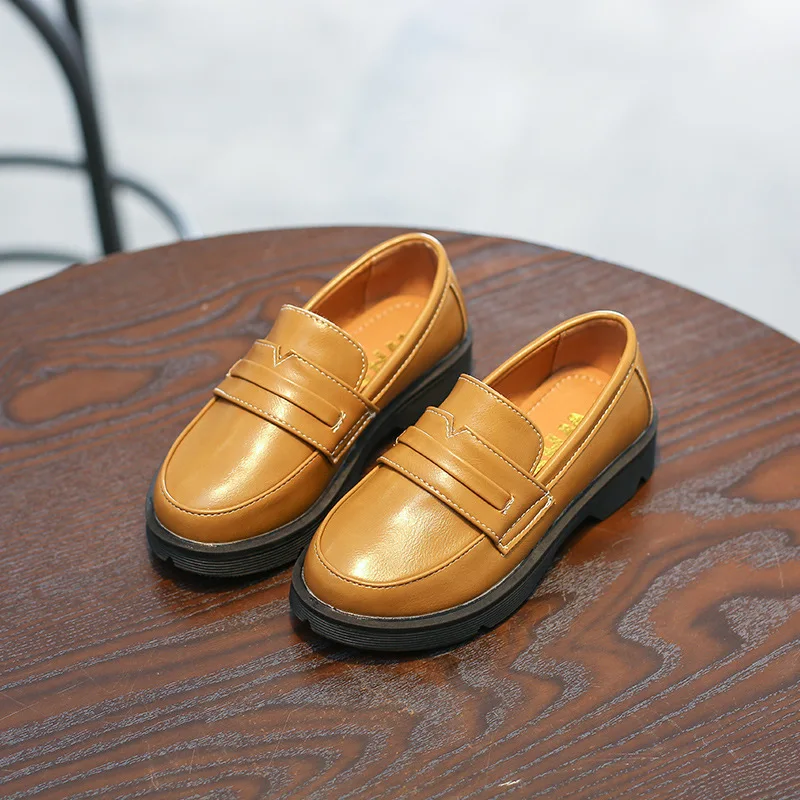 ChenJGhee/ г.; детская обувь для мальчиков и девочек; мягкая модная обувь из искусственной кожи в британском стиле; Детские лоферы на толстой подошве; нескользящая обувь на плоской подошве