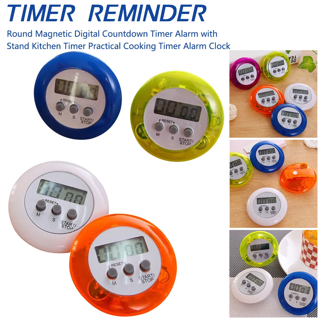 1Pc LCD Digital Kitchen Countdown Timer Back Stand Cooking