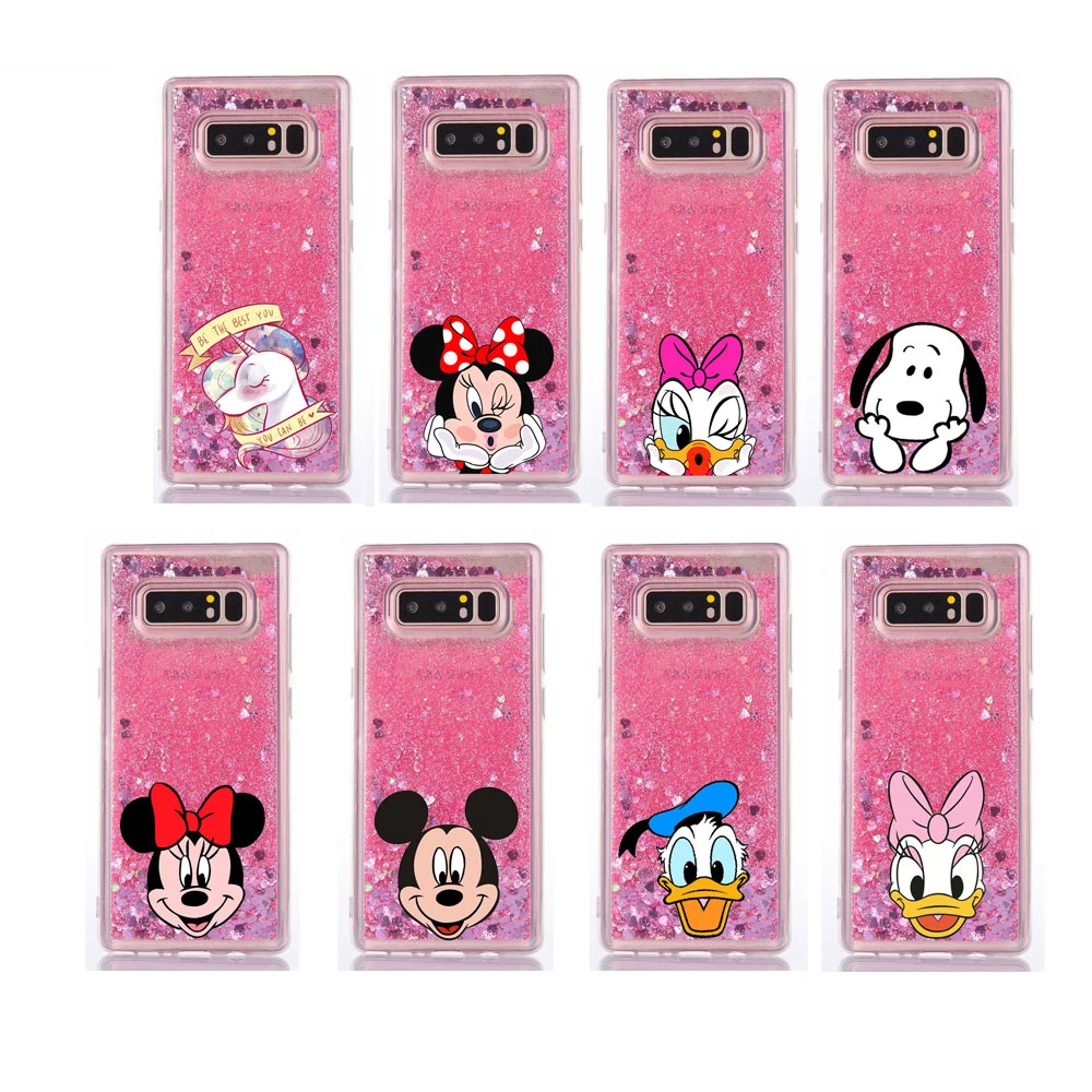 

Liquid Water Case for Samsung GALAXY S5 S6 S7 Edge S8 S9Plus Note 3 4 5 8 9 Cute Minnie Unicorn Quicksand Glitter Soft Cover