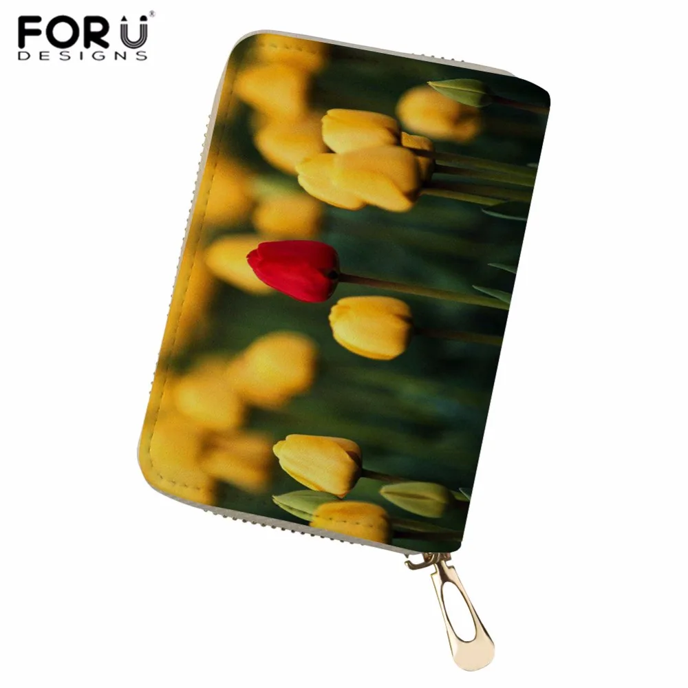 

FORUDESIGNS Women Credit Card Holder Floral Print PU Leather Card ID Holder for Ladies Business Card Holder Case for Card 2018