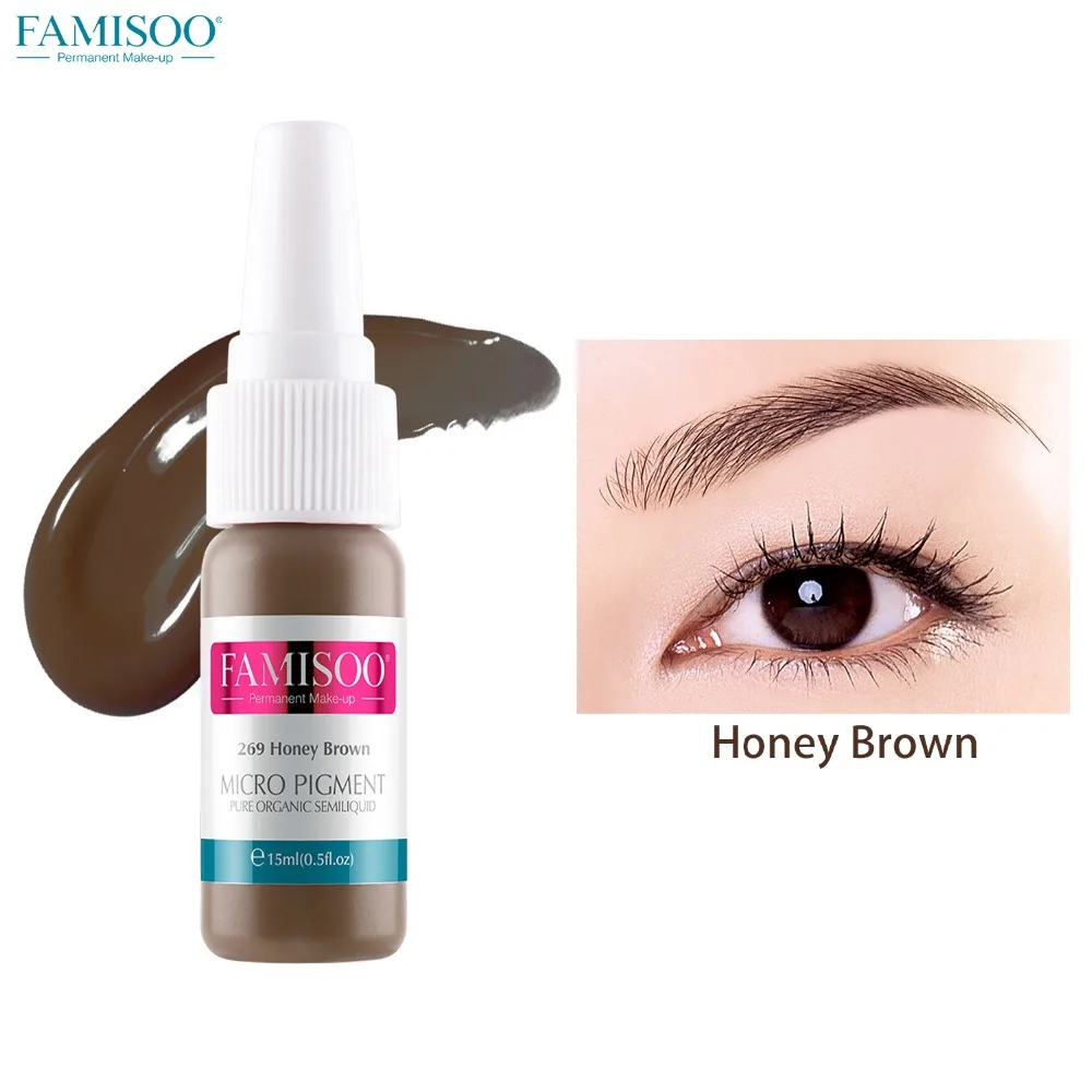 

Famisoo 15ml Honey Brown Tattoo Ink Microblading Permanent Makeup Pigment Tattoo pigmento Body Painting Ink for Tattoo Supplies