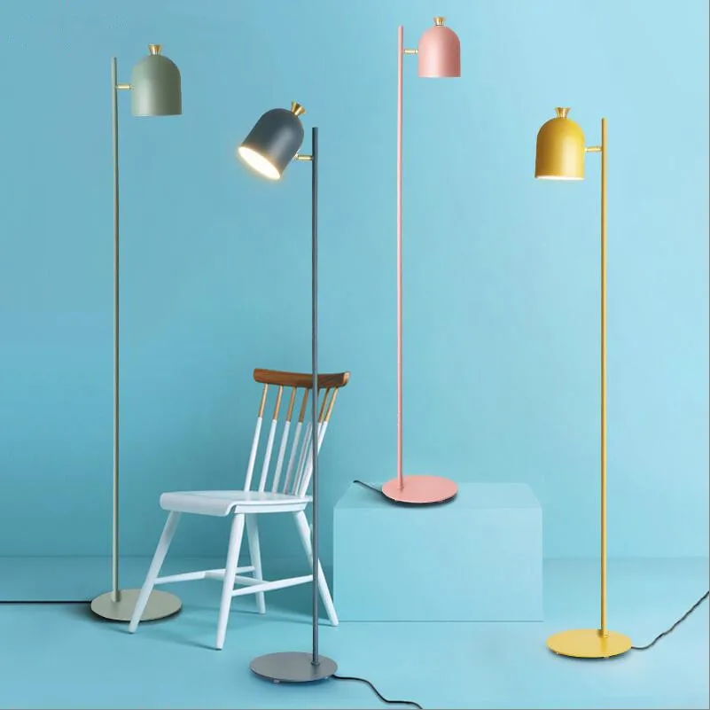 Macarons adjustable shade up down iron floor lamps painted colors metal standing lamps pink/yellow/green/blue floor lamps MING