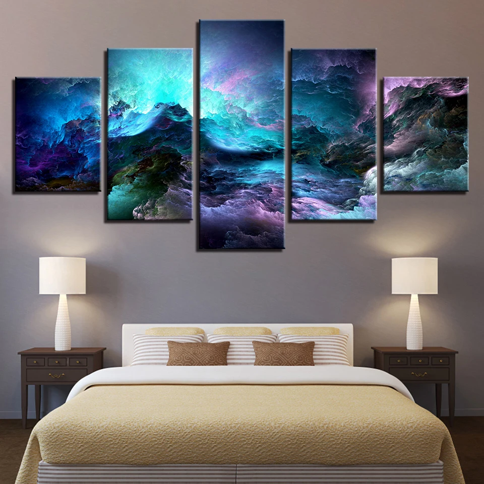 

Modern Canvas HD Printed Framework Decoration 5 Pieces Landscape Paintings For Living Room Wall Modular Art Scenery Pictures