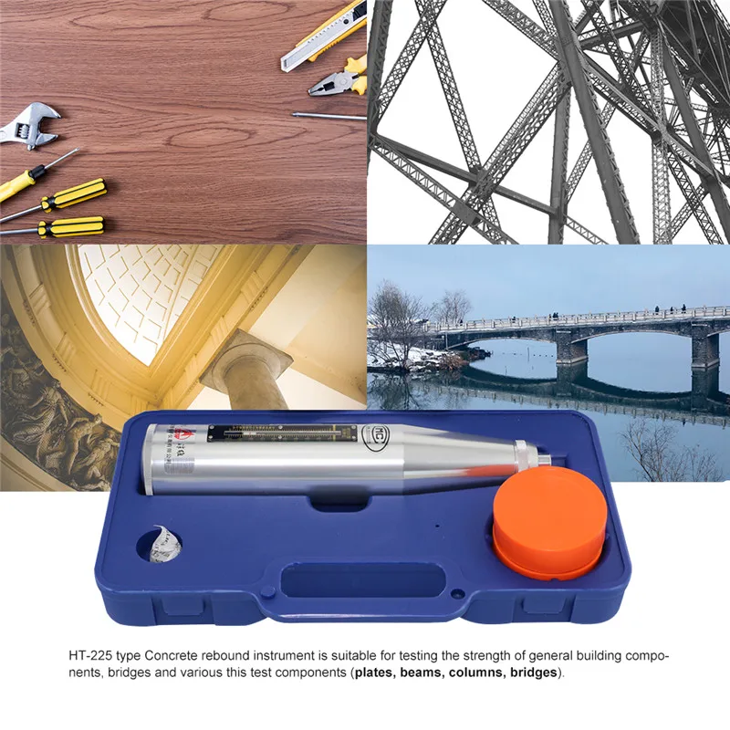  HT-225 Portable Schmidt Concrete Rebound Hammer Test High Polymer Shell Resiliometer Compressive Strength Testing Equipment (3)