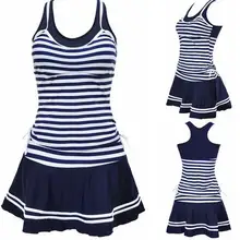 Новый Tankini для школьниц Спортивная Стиль купальники костюм в полоску в морском стиле печати Tankinis Двойка платья купальники плюс Размеры M ~ 3XL