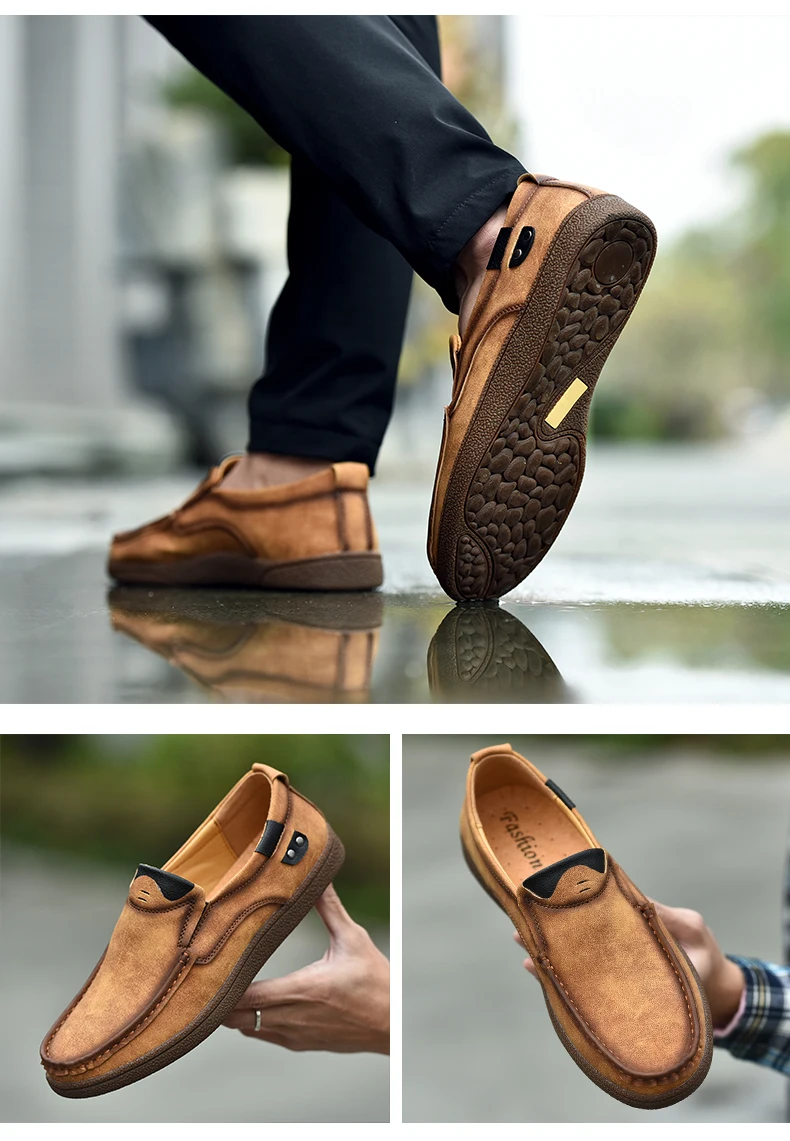 Размер 38-46, комфортные мужские лоферы, качественная кожаная повседневная обувь, осенние кожаные туфли, мужские мокасины на плоской подошве, мужская обувь