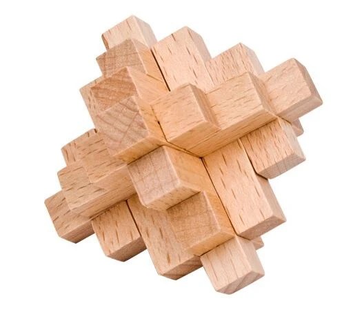 Rompecabezas clásico de rebabas, juego de rompecabezas de madera entrelazado para niños, 15 piezas