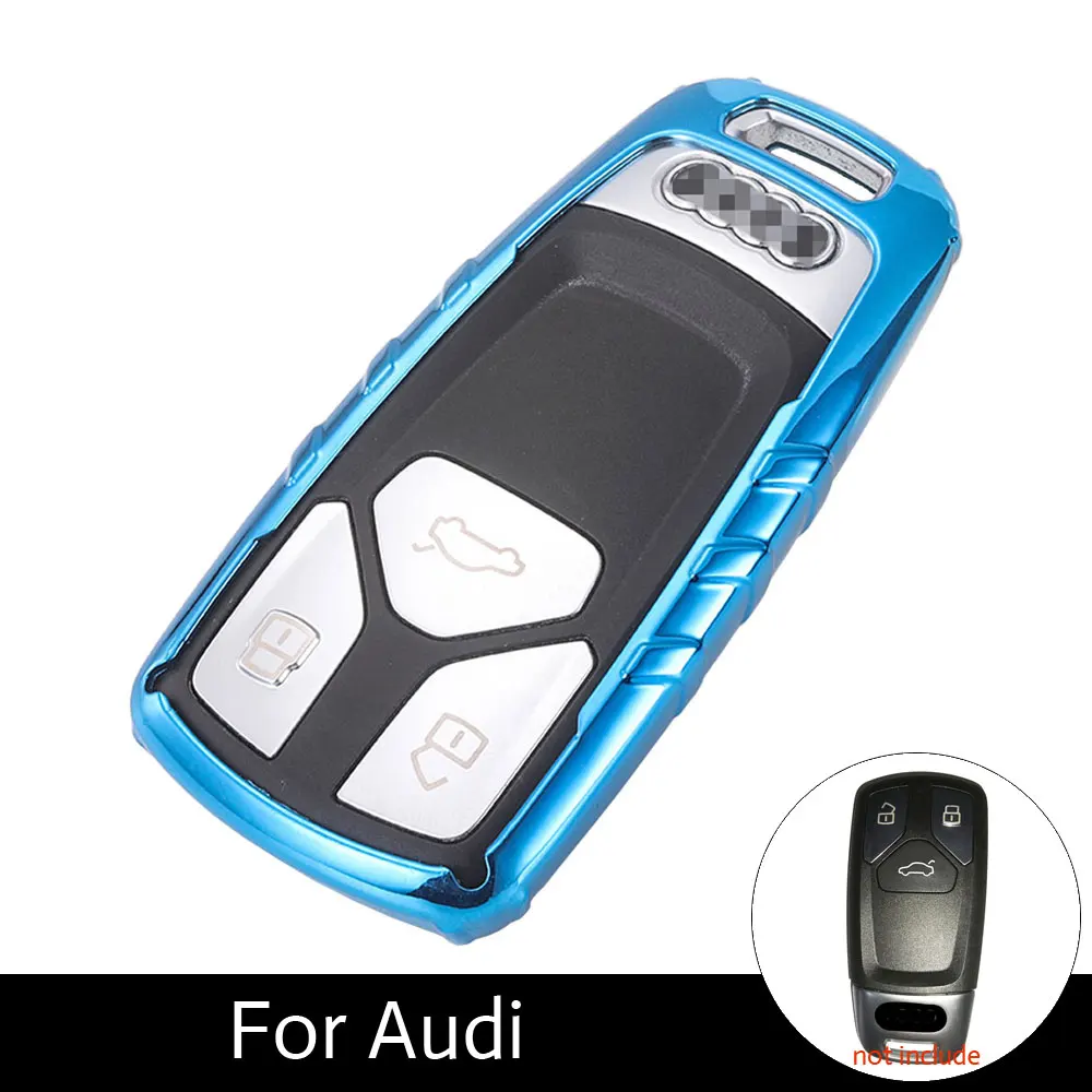 

TPU Car Key Case For Audi A4 Q7 Q5 TT A3 A6 SQ5 R8 S5 Smart Keyless Remote Fob Protector Cover Pouch Keychain Bag Auto Accessory