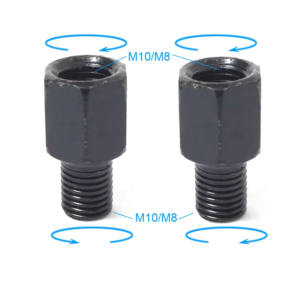 2*Mirror Adapters 10mm To 8mm Clockwise  Threaded Accessories Motorcycle Scooter