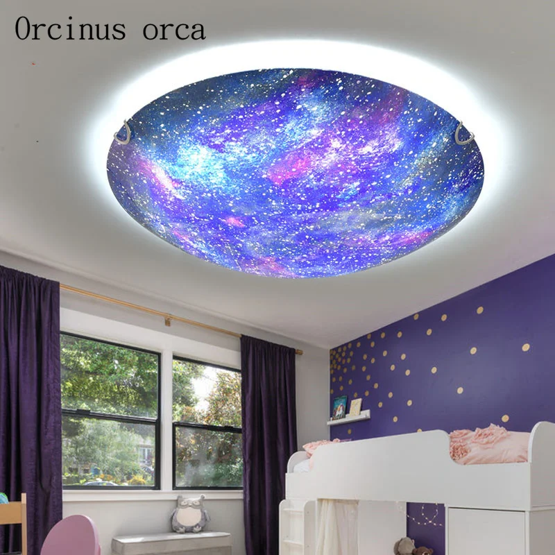Креативный светодиодный потолочный светильник с рисунком из мультфильма «Планета», спальня мальчика девочки, лампа для детской комнаты, Современная индивидуальная потолочная лампа со звездами