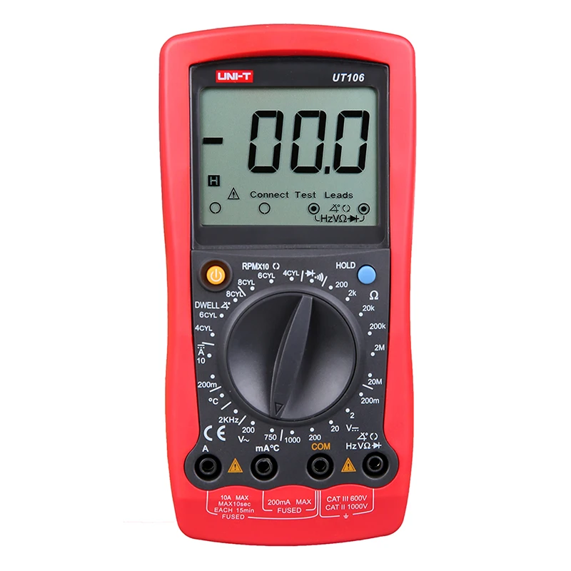 

UNI-T UT106 Digital Automotive Multimeter Handheld Automotive Multi-Purpose Meters Ammeter Ohm Volt Hz Digital Universal Meter